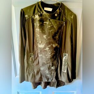 Lola & Sophie Black Camouflage Leather Jacket coat sweater